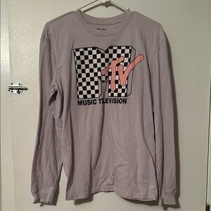 MTV Long Sleeve Tee - Gray and Pink